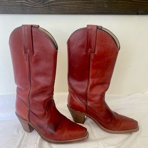 Authentic FRYE western pull on cowgirl boots size 7 cognac leather white label